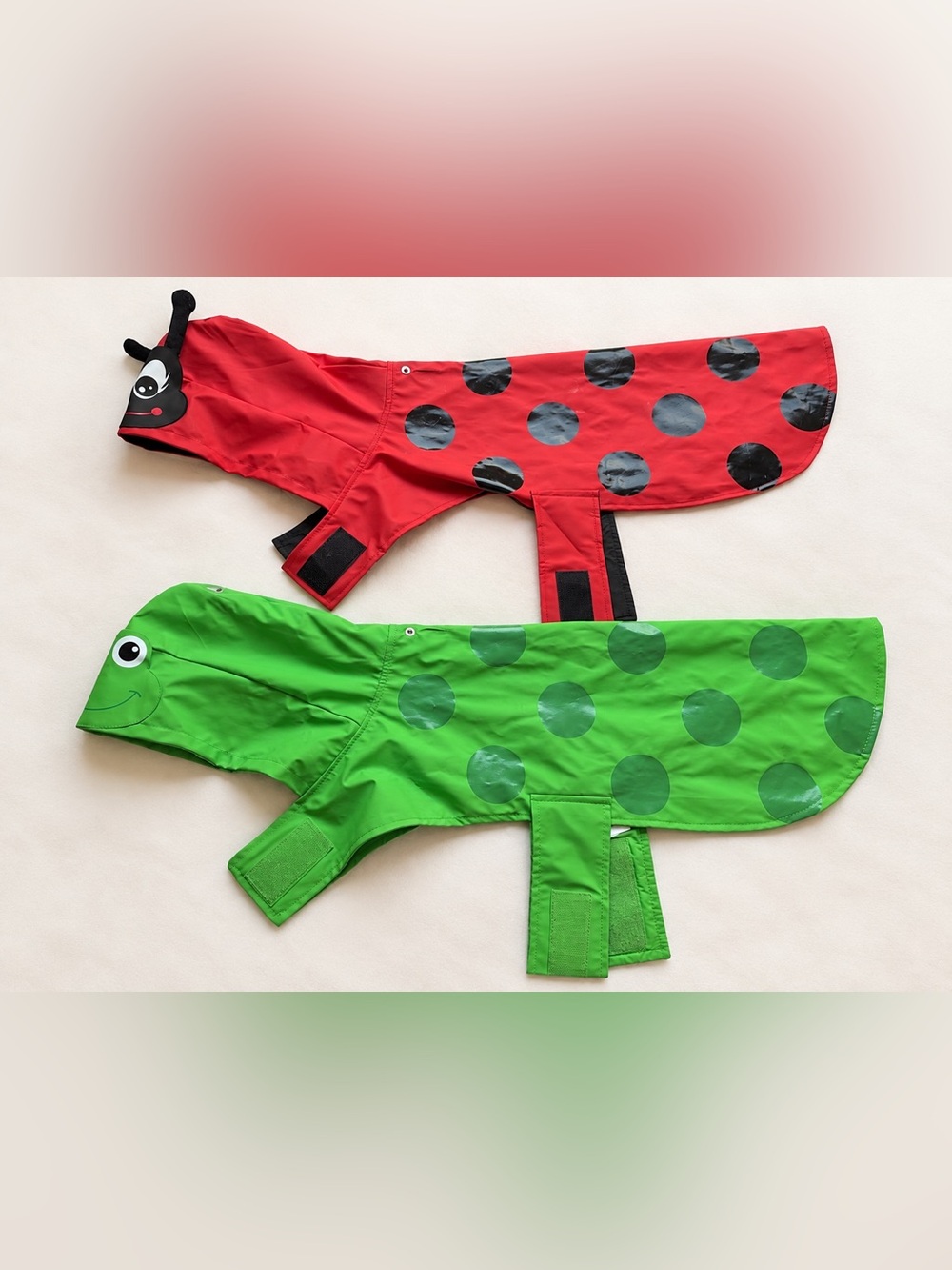 Silver Paw XL Dog Raincoat Frog Ladybug Pet Jacket Set of 2